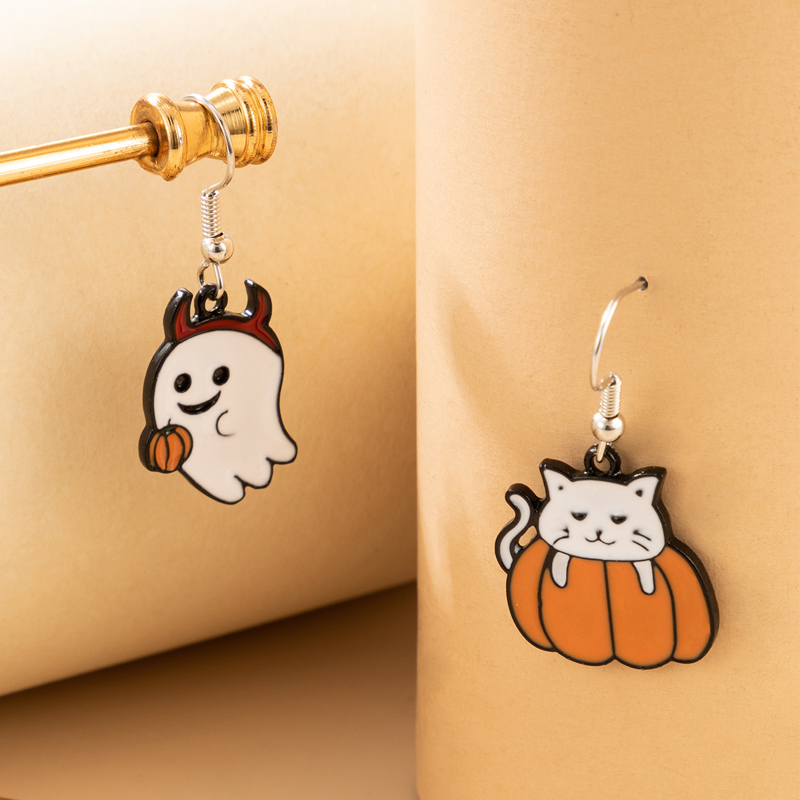 Halloween Retro Pumpkin Cat Ghost Alloy Holiday Earring display picture 24