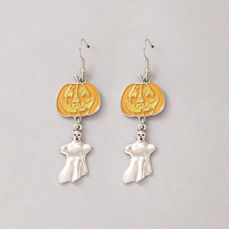 Halloween Retro Pumpkin Cat Ghost Alloy Holiday Earring display picture 34