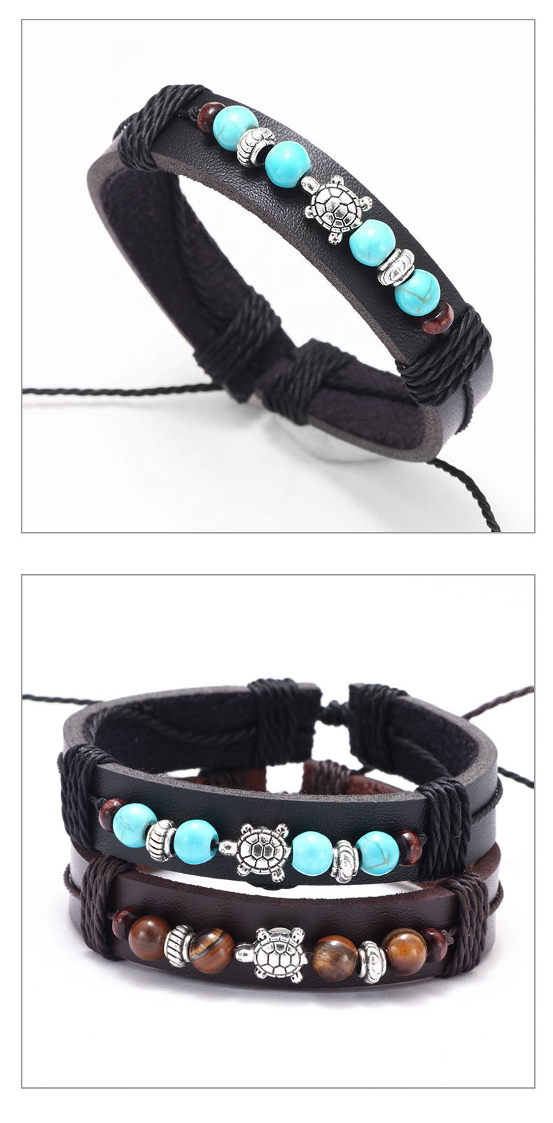 Fashion Tortoise Alloy Leather Beaded Unisex Bracelets display picture 3