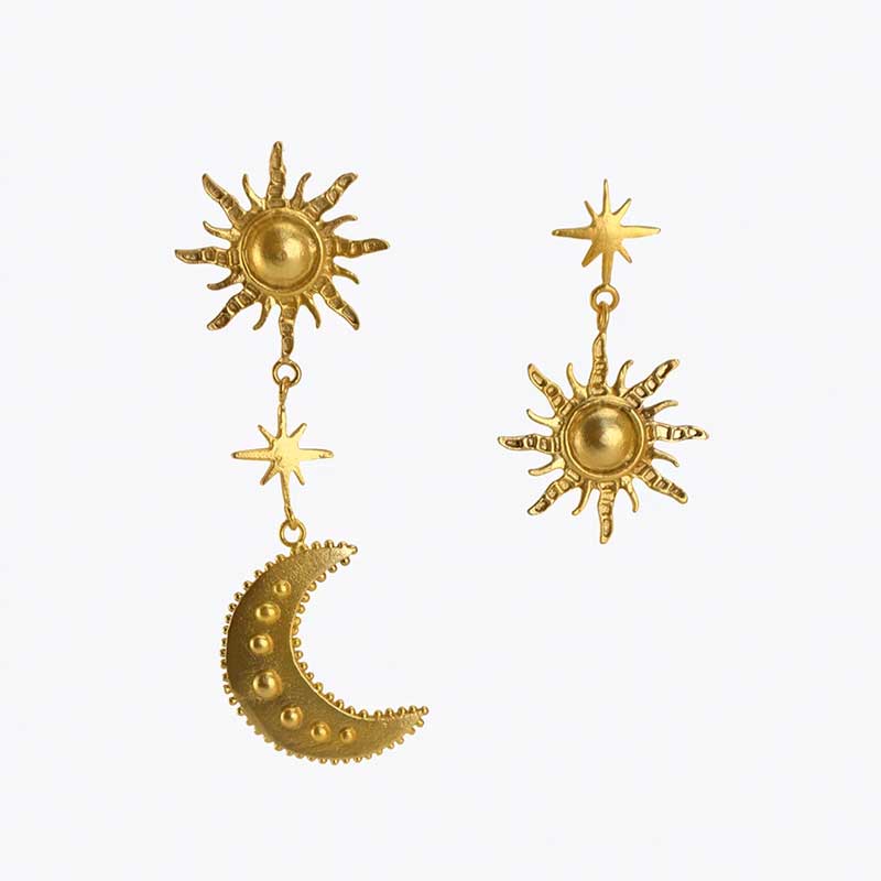 Fashion Sun Star Moon Alloy Plating Drop Earrings display picture 2