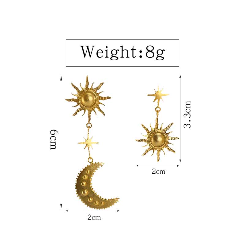 Fashion Sun Star Moon Alloy Plating Drop Earrings display picture 3
