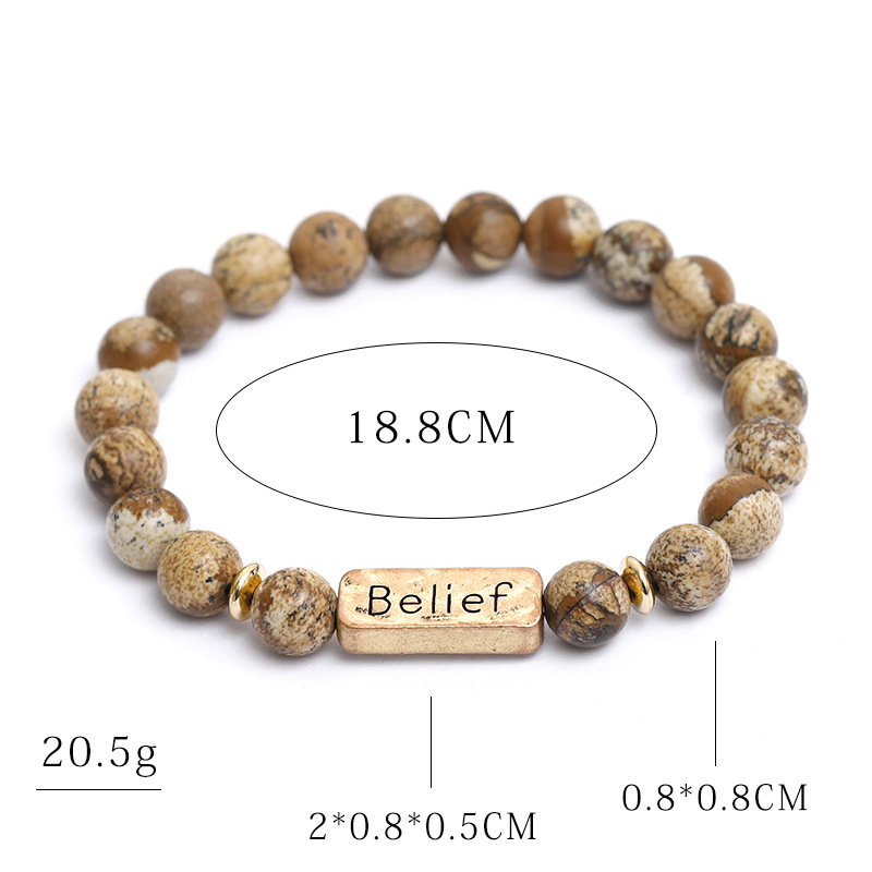 Retro Letter Natural Stone Beaded Unisex Bracelets display picture 2