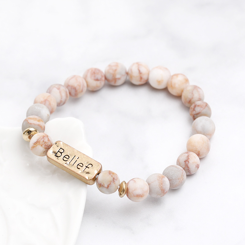 Retro Letter Natural Stone Beaded Unisex Bracelets display picture 6