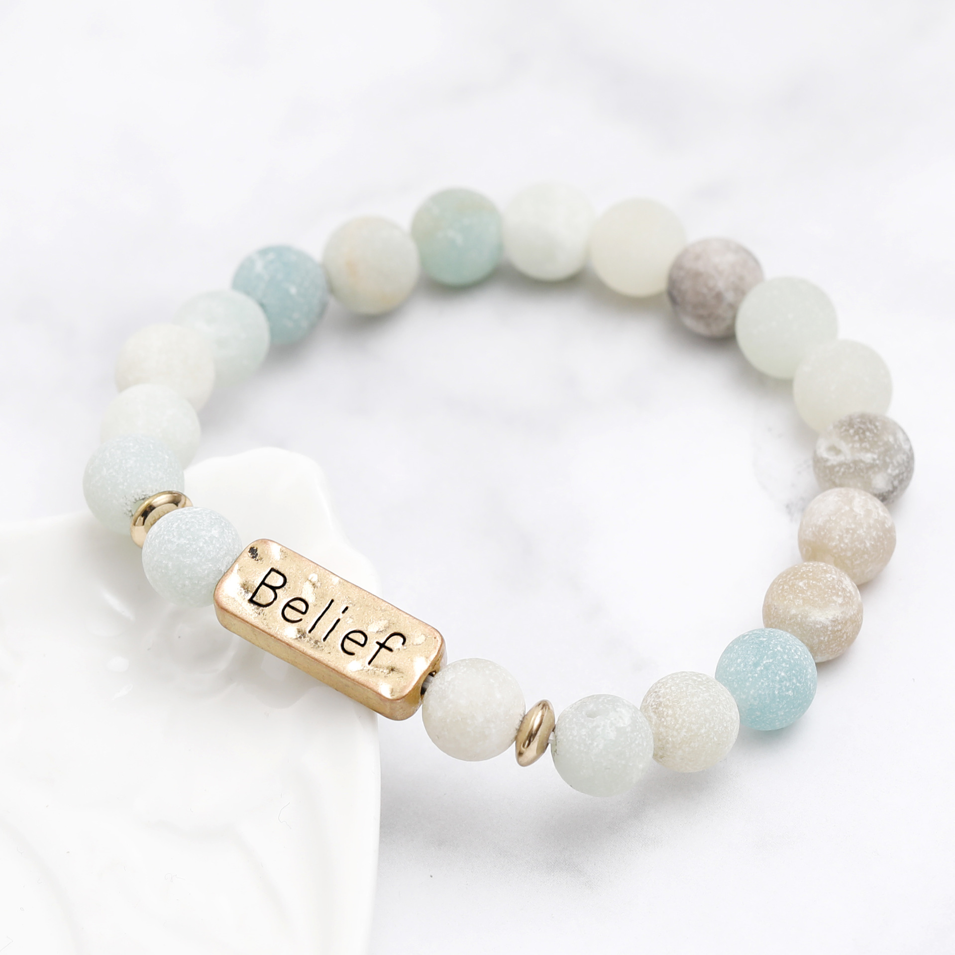 Retro Letter Natural Stone Beaded Unisex Bracelets display picture 7