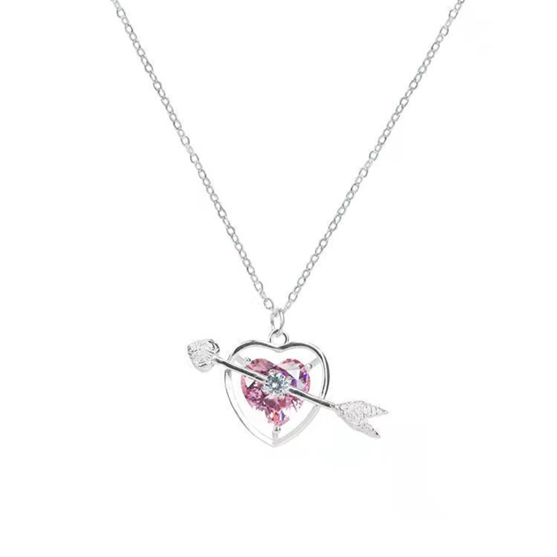 Sweet Heart Shape Titanium Steel Pendant Necklace Inlay Rhinestones Stainless Steel Necklaces 1 Piece display picture 1
