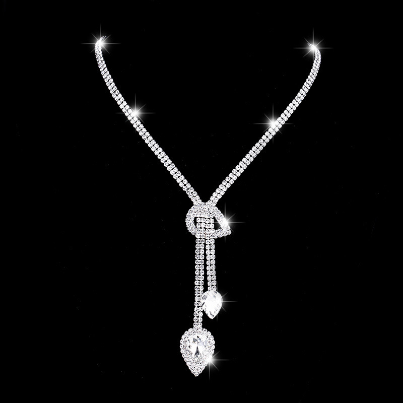 Shiny Water Droplets Alloy Inlay Rhinestone Jewelry Set 1 Set display picture 1