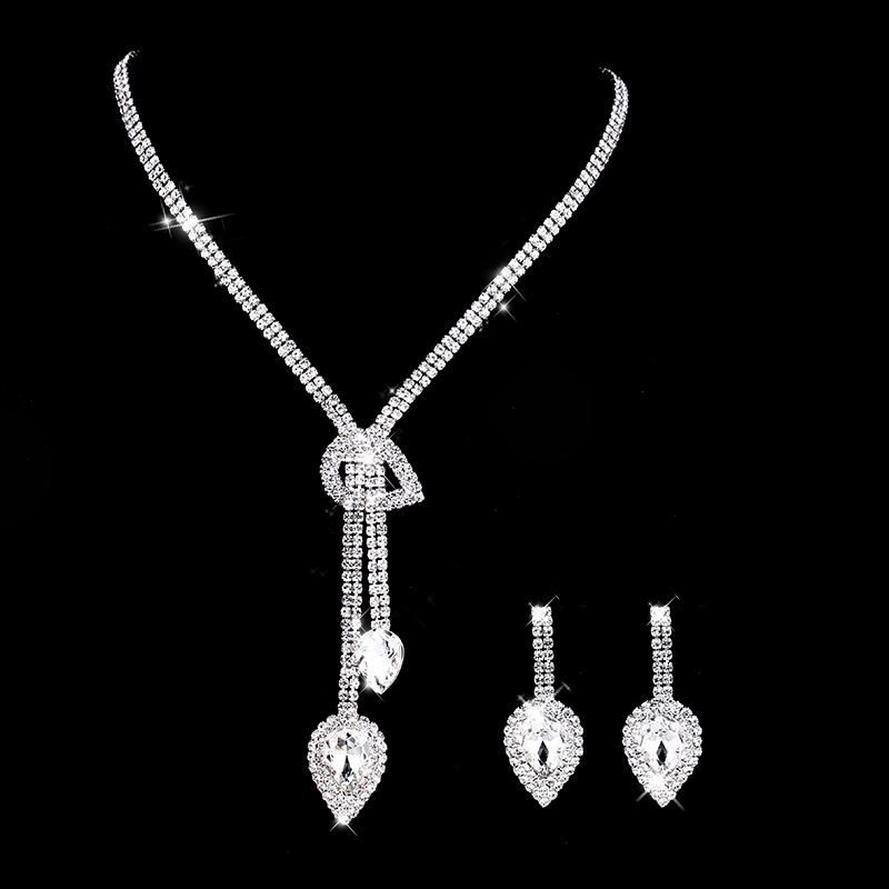 Shiny Water Droplets Alloy Inlay Rhinestone Jewelry Set 1 Set display picture 2
