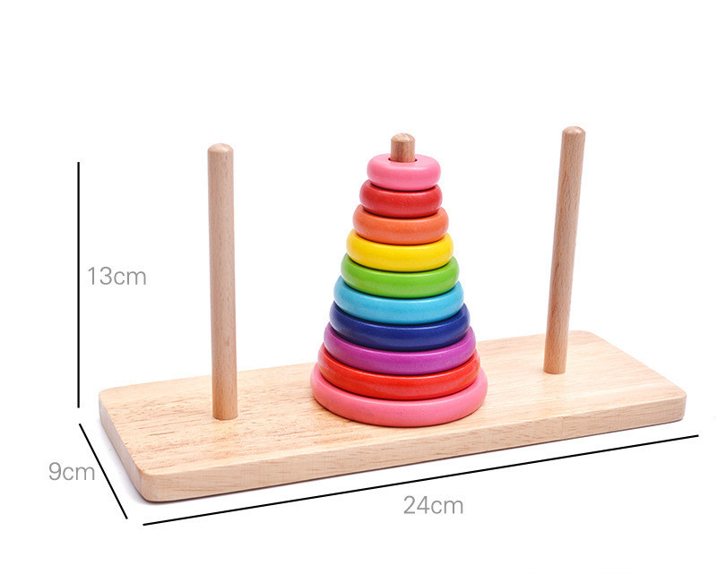 Usine Vente Chaude En Bois Jouets 8 Couches Tour De Hanoi Rainbow Jenga Virole Correspondant Blocs De Construction Éducatifs Pour Enfants Jouets display picture 5