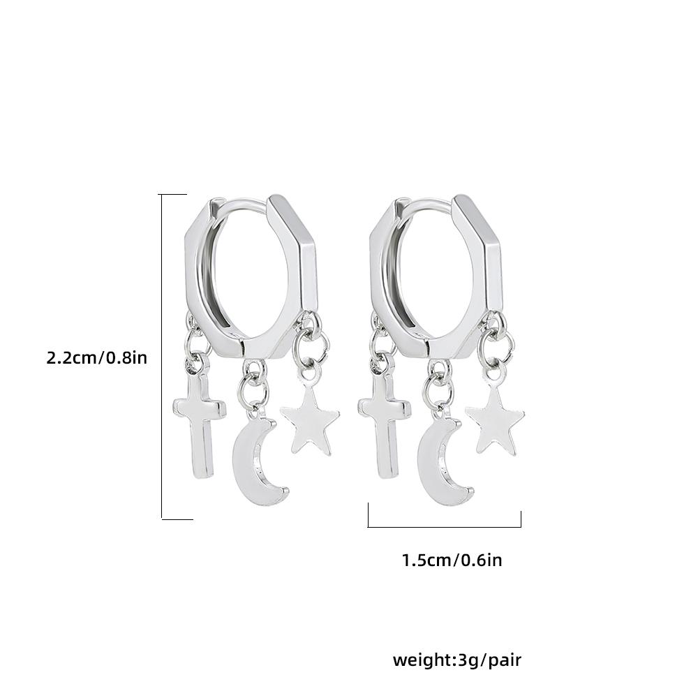 Fashion Star Moon Alloy Plating Earrings 1 Pair display picture 1