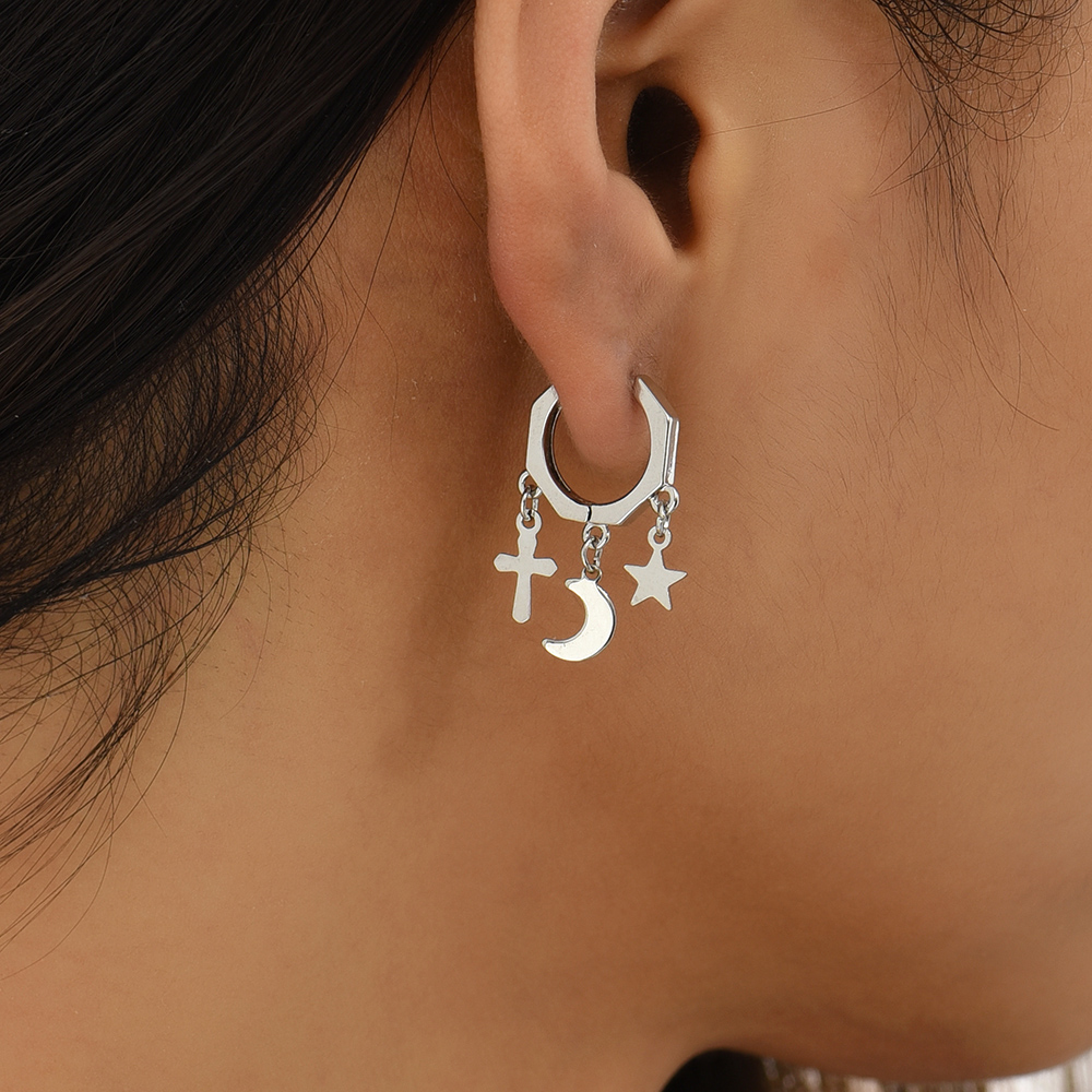 Fashion Star Moon Alloy Plating Earrings 1 Pair display picture 4