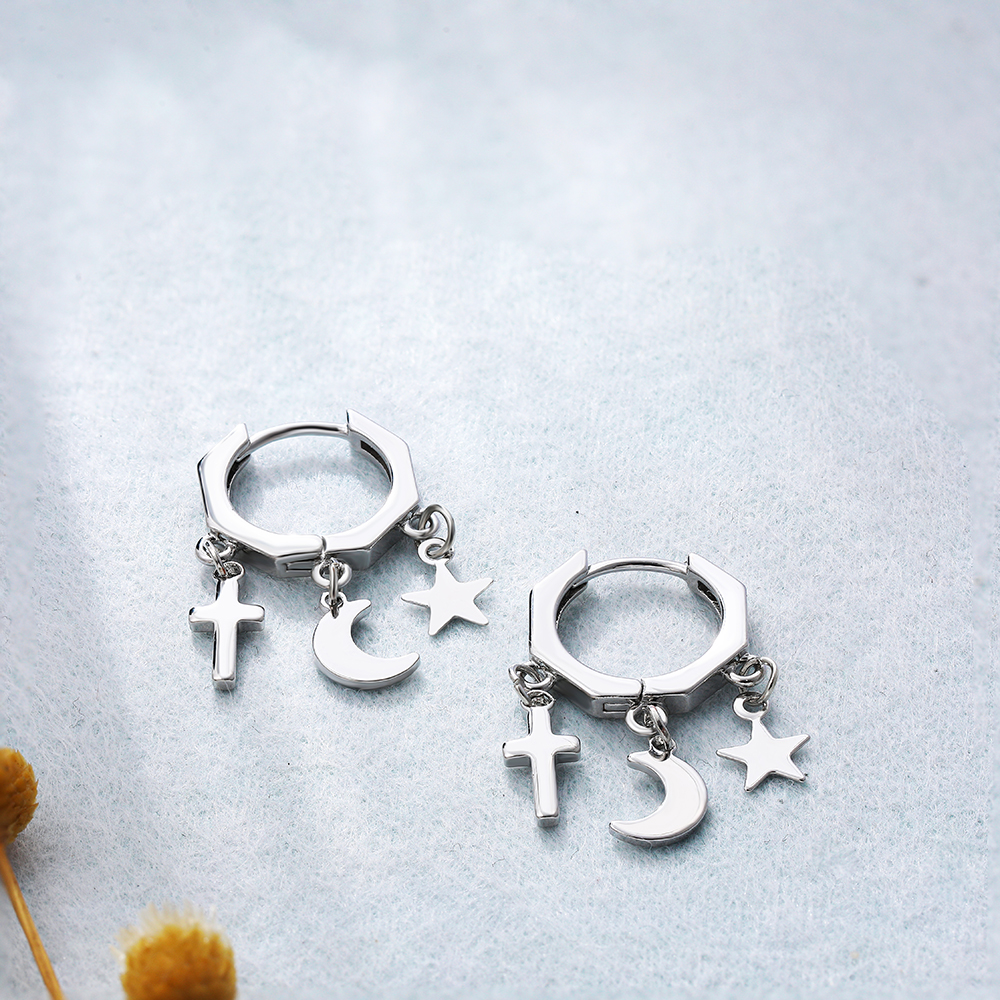 Fashion Star Moon Alloy Plating Earrings 1 Pair display picture 5