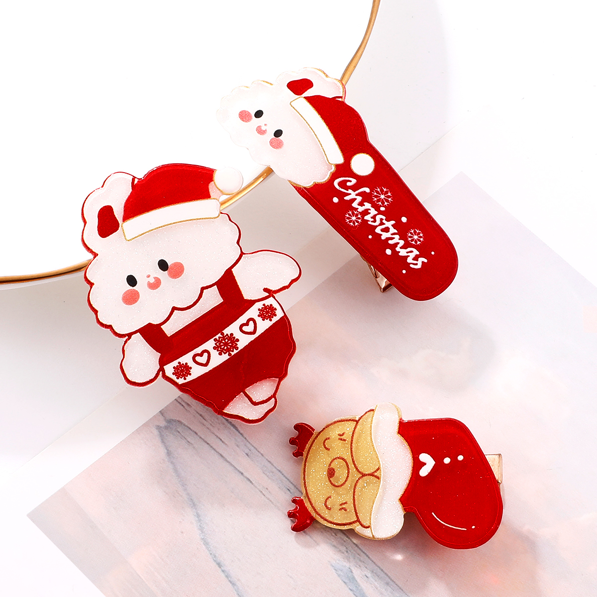 Christmas Cartoon Style Animal Arylic Festival Hairpin 1 Set display picture 3