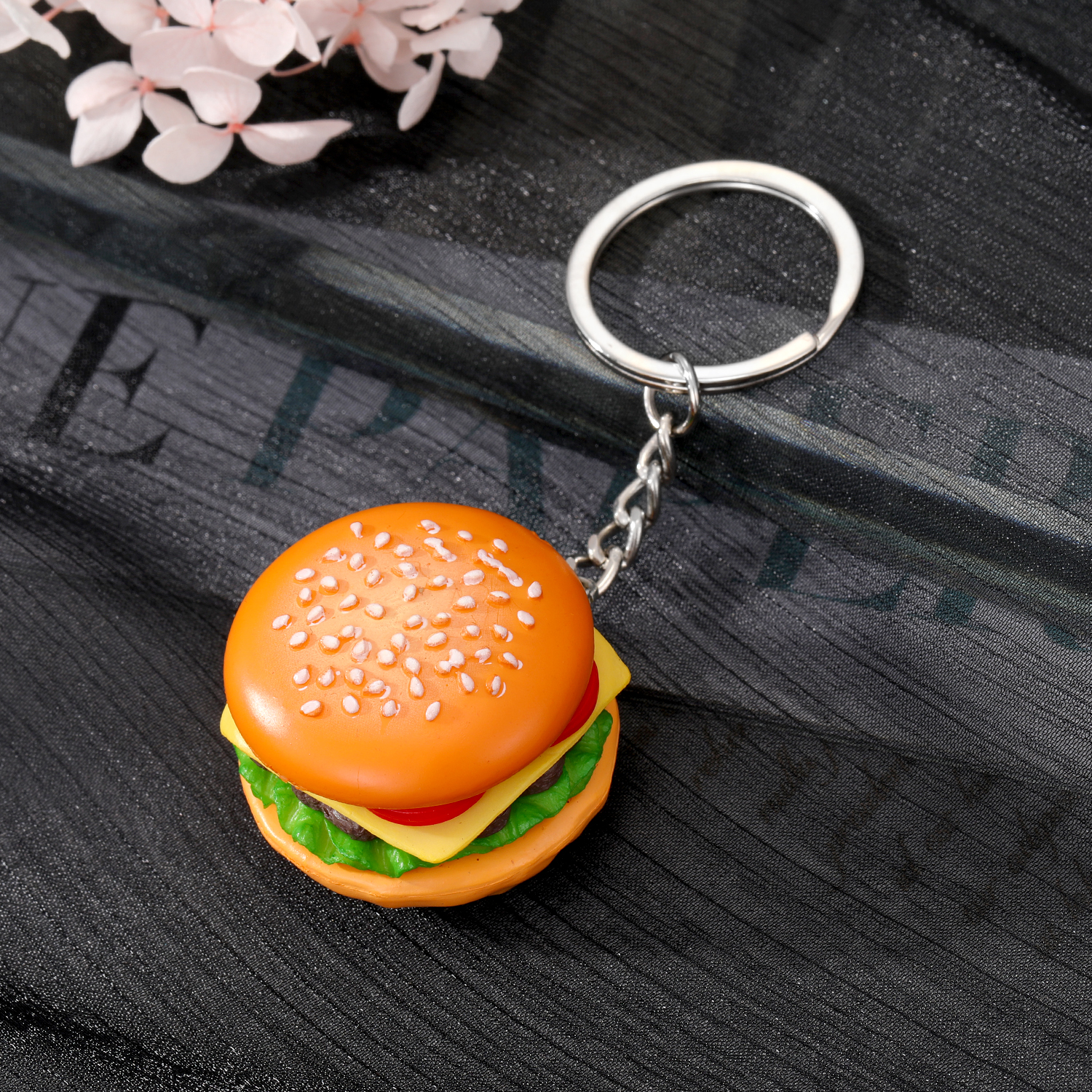 Neue Kreative Lebensmittel Hamburger Sushi Lachs Harz Schlüsselbund Tasche Anhänger display picture 2