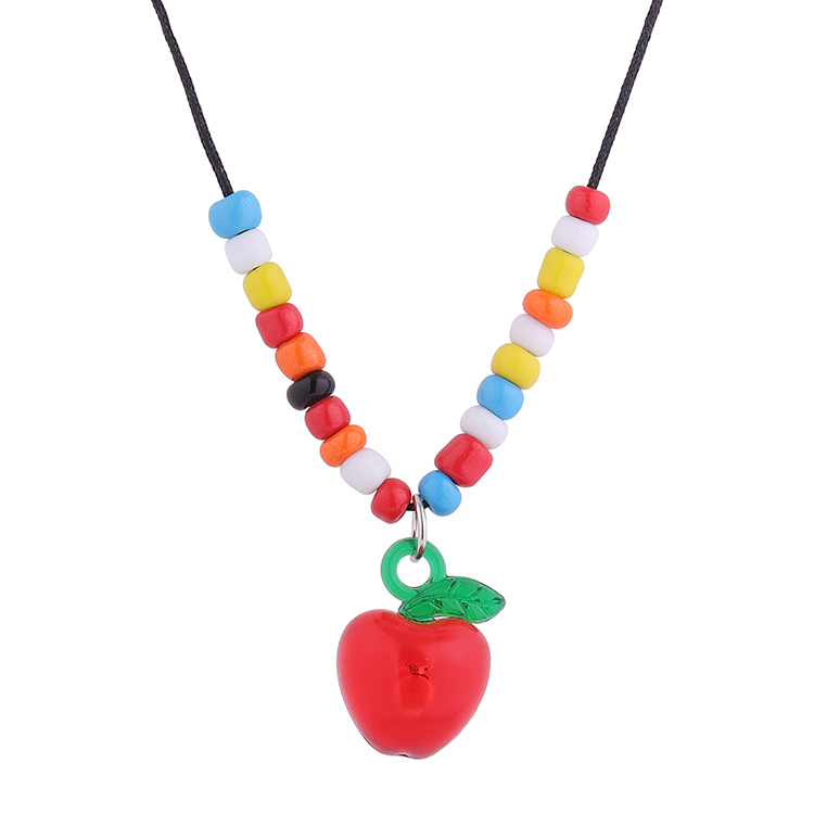 Sweet Cherry Resin Beaded Pendant Necklace 1 Piece display picture 2