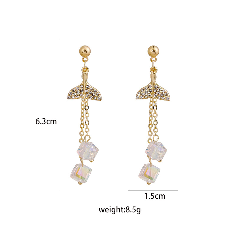 Fashion Fish Tail Alloy Inlay Artificial Diamond Drop Earrings 1 Pair display picture 1