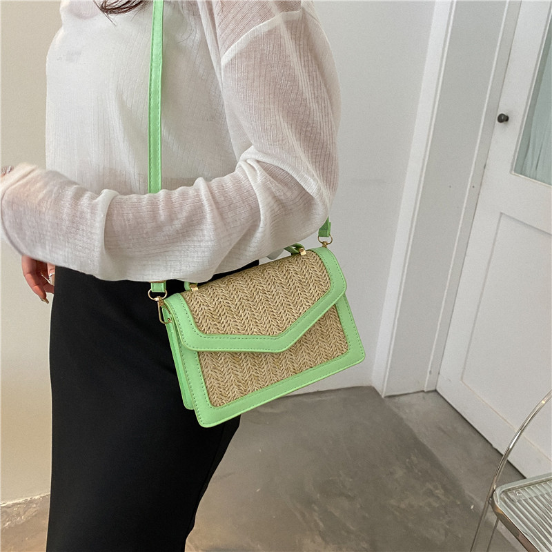 Beach Solid Color Square Flip Cover Straw Bag display picture 4