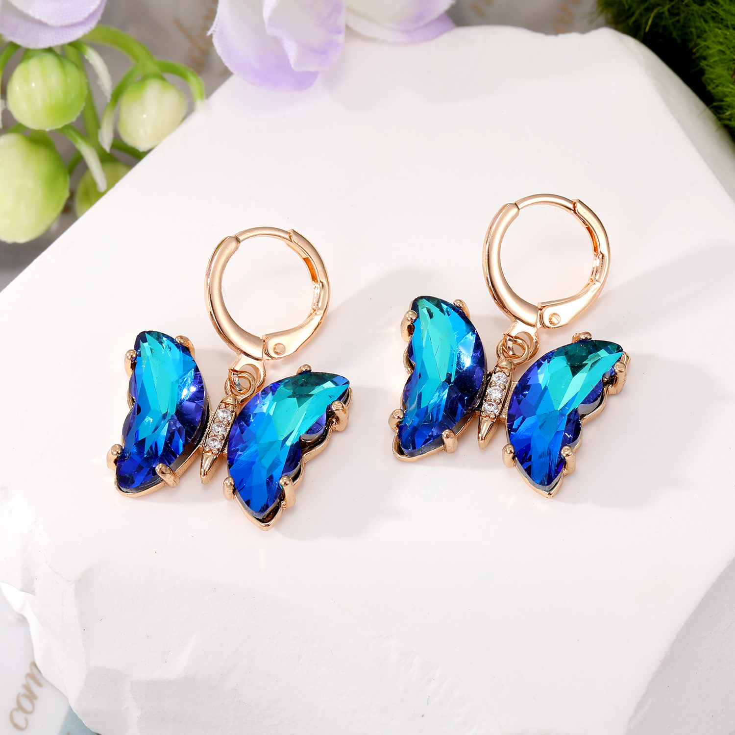 Wholesale Jewelry 1 Pair Simple Style Butterfly Alloy Artificial Crystal Drop Earrings display picture 5