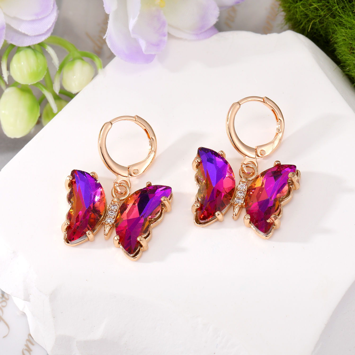 Wholesale Jewelry 1 Pair Simple Style Butterfly Alloy Artificial Crystal Drop Earrings display picture 4