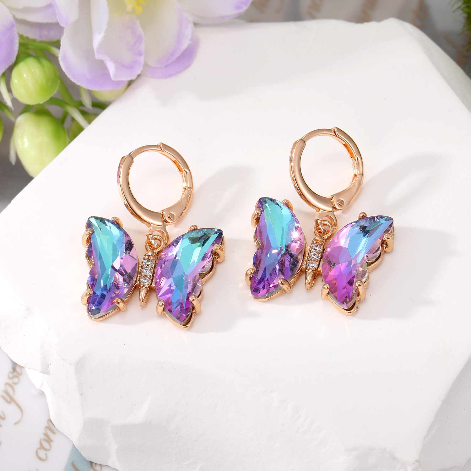Wholesale Jewelry 1 Pair Simple Style Butterfly Alloy Artificial Crystal Drop Earrings display picture 3