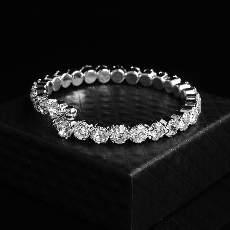 Simple Style Round Alloy Plating Inlay Artificial Crystal Women's Bracelets Earrings Necklace display picture 1