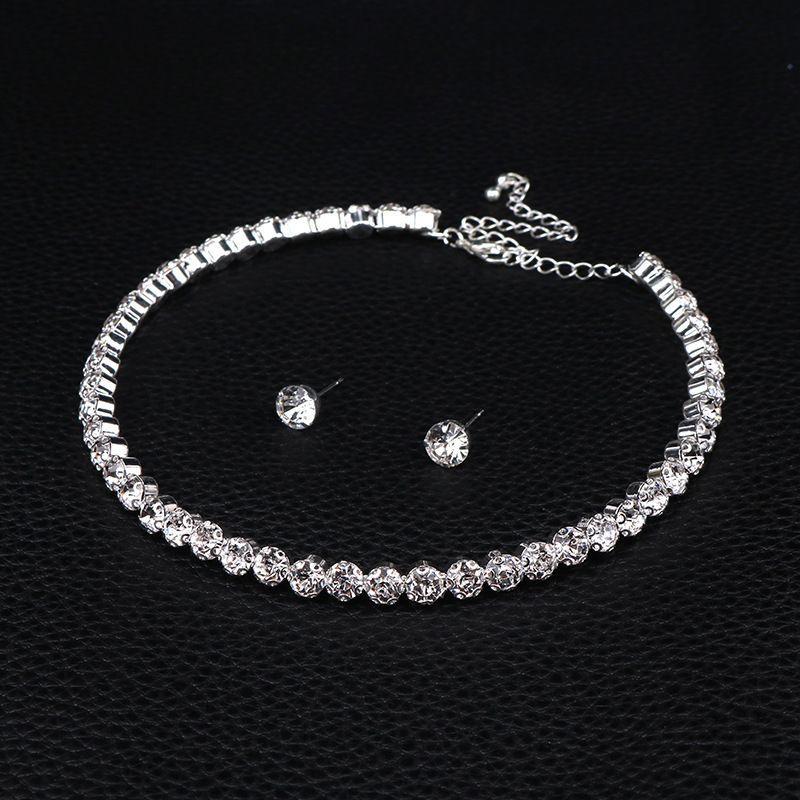Simple Style Round Alloy Plating Inlay Artificial Crystal Women's Bracelets Earrings Necklace display picture 3