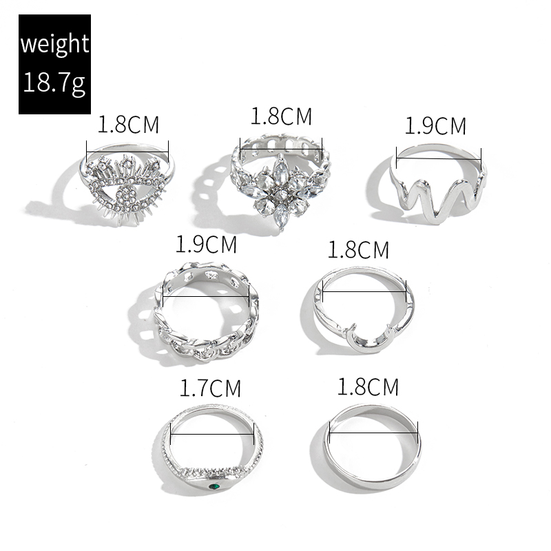 Fashion Waves Eye Flower Alloy Inlay Rhinestones Women's Rings display picture 4