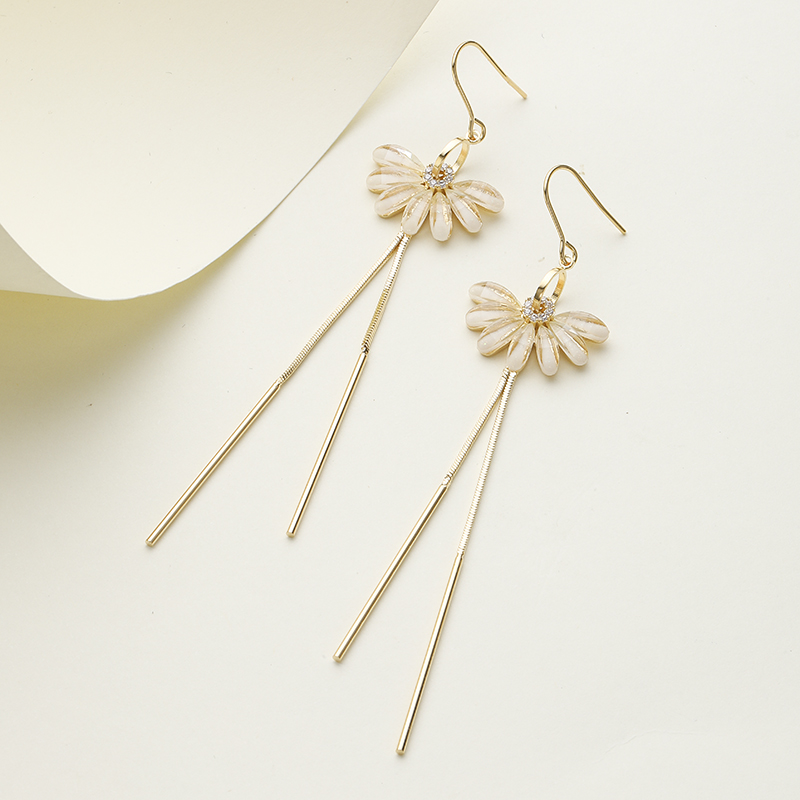 Feenhafter Stil Chrysantheme Kupfer Tropfenohrringe Überzug Kupfer Ohrringe display picture 3