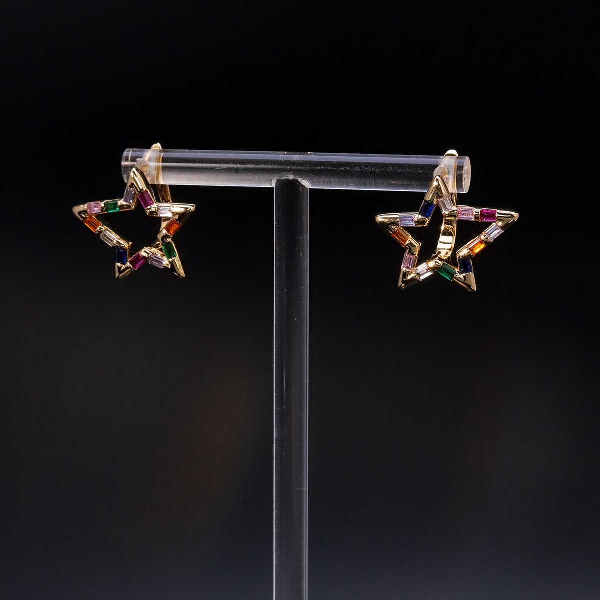 Fashion Pentagram Copper Drop Earrings Gold Plated Zircon Copper Earrings 1 Pair display picture 1