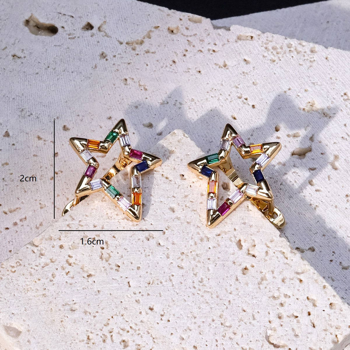 Fashion Pentagram Copper Drop Earrings Gold Plated Zircon Copper Earrings 1 Pair display picture 4