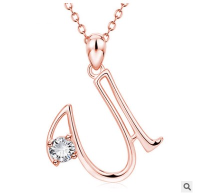 Simple Style Letter Alloy Inlay Artificial Rhinestones Pendant Necklace 1 Piece display picture 4