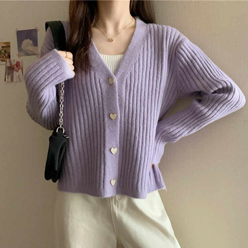 Women's Coat Long Sleeve Sweaters & Cardigans Button Simple Style Solid Color display picture 2