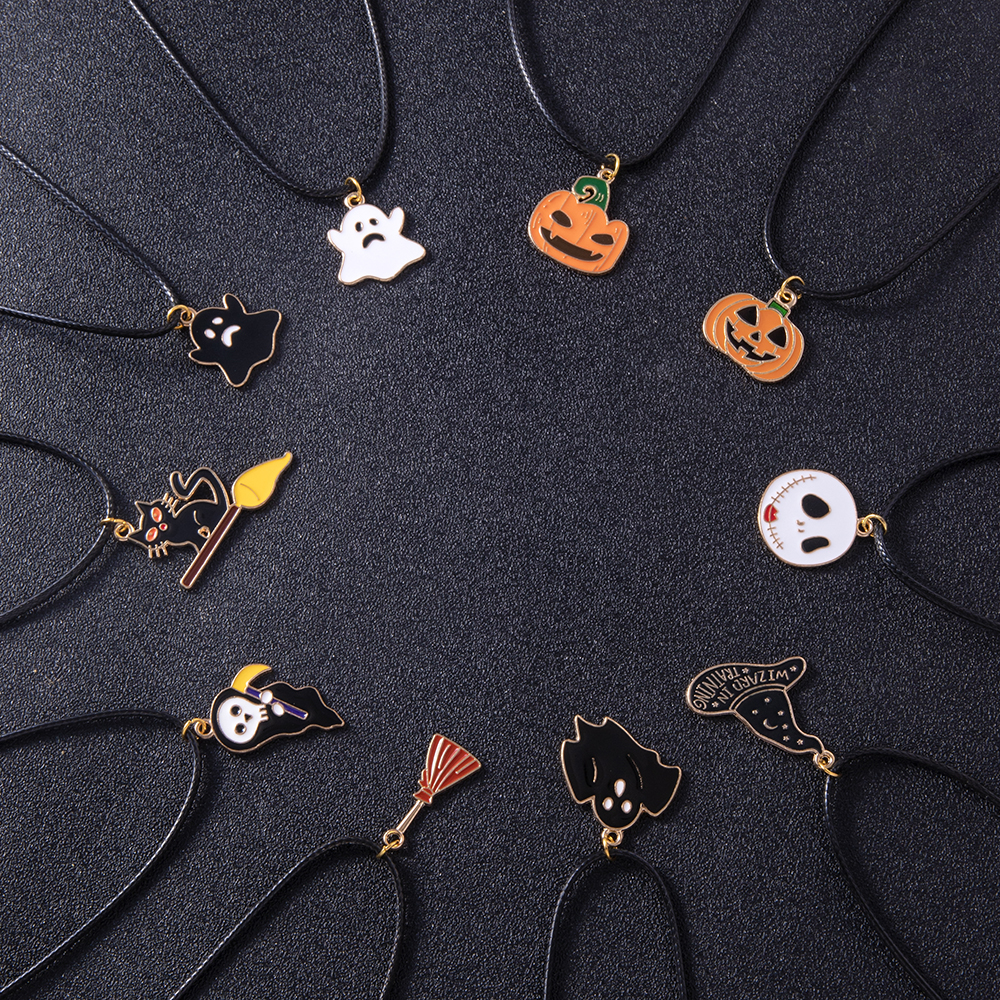 Funny Pumpkin Skull Alloy Enamel Pendant Necklace 10 Pieces display picture 4