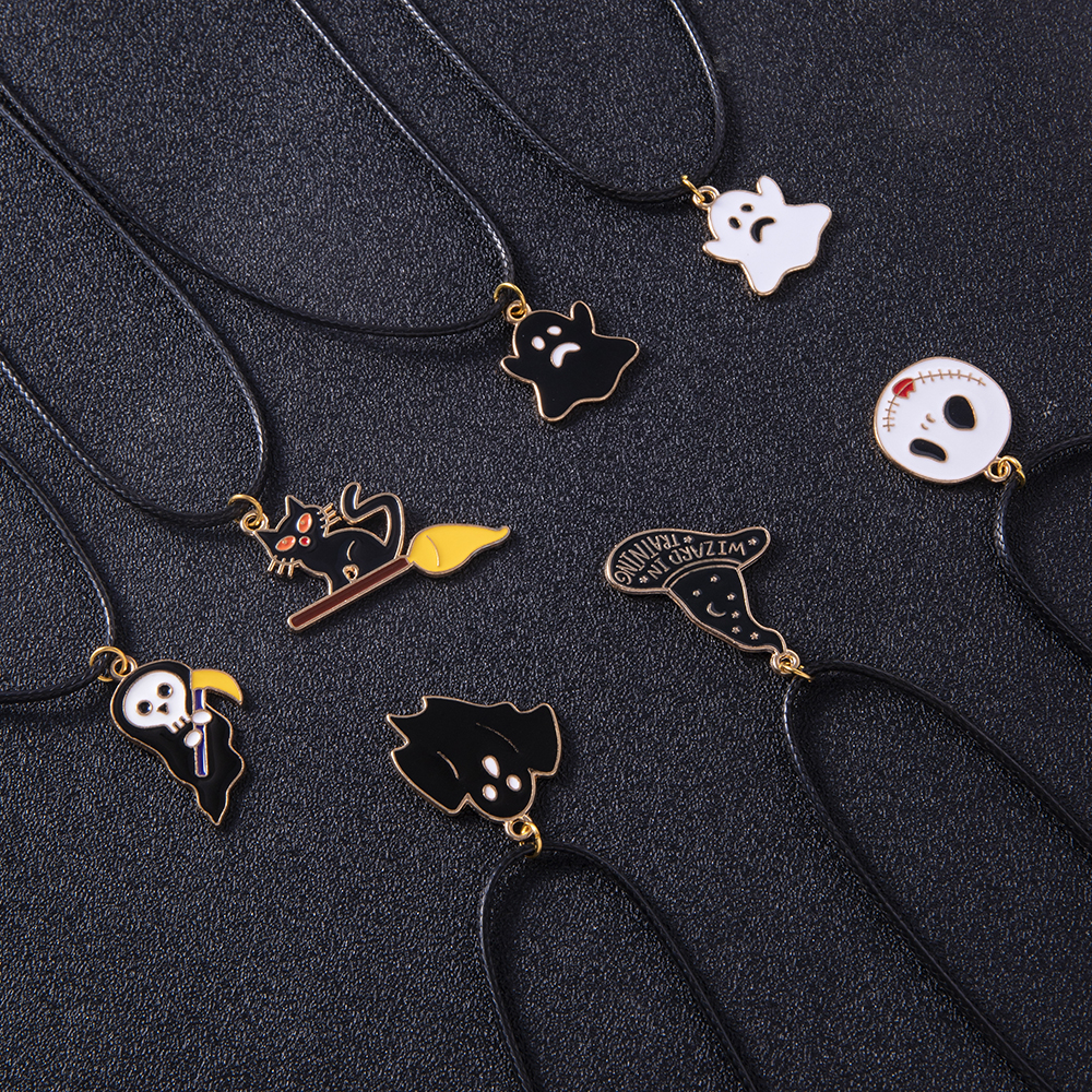 Funny Pumpkin Skull Alloy Enamel Pendant Necklace 10 Pieces display picture 5
