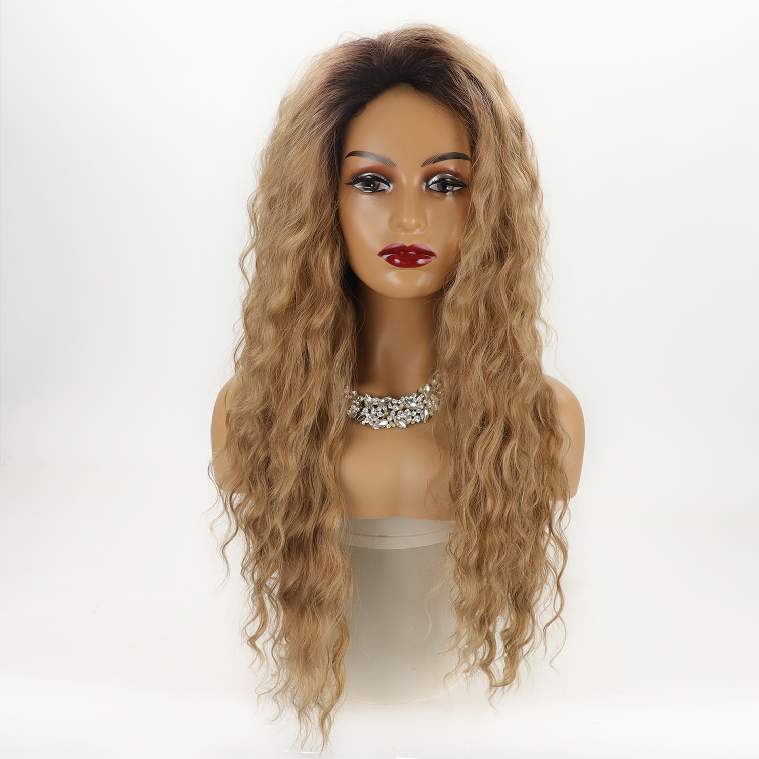 Women's Fashion Gold Party High Temperature Wire Side Points Long Curly Hair Wigs display picture 2