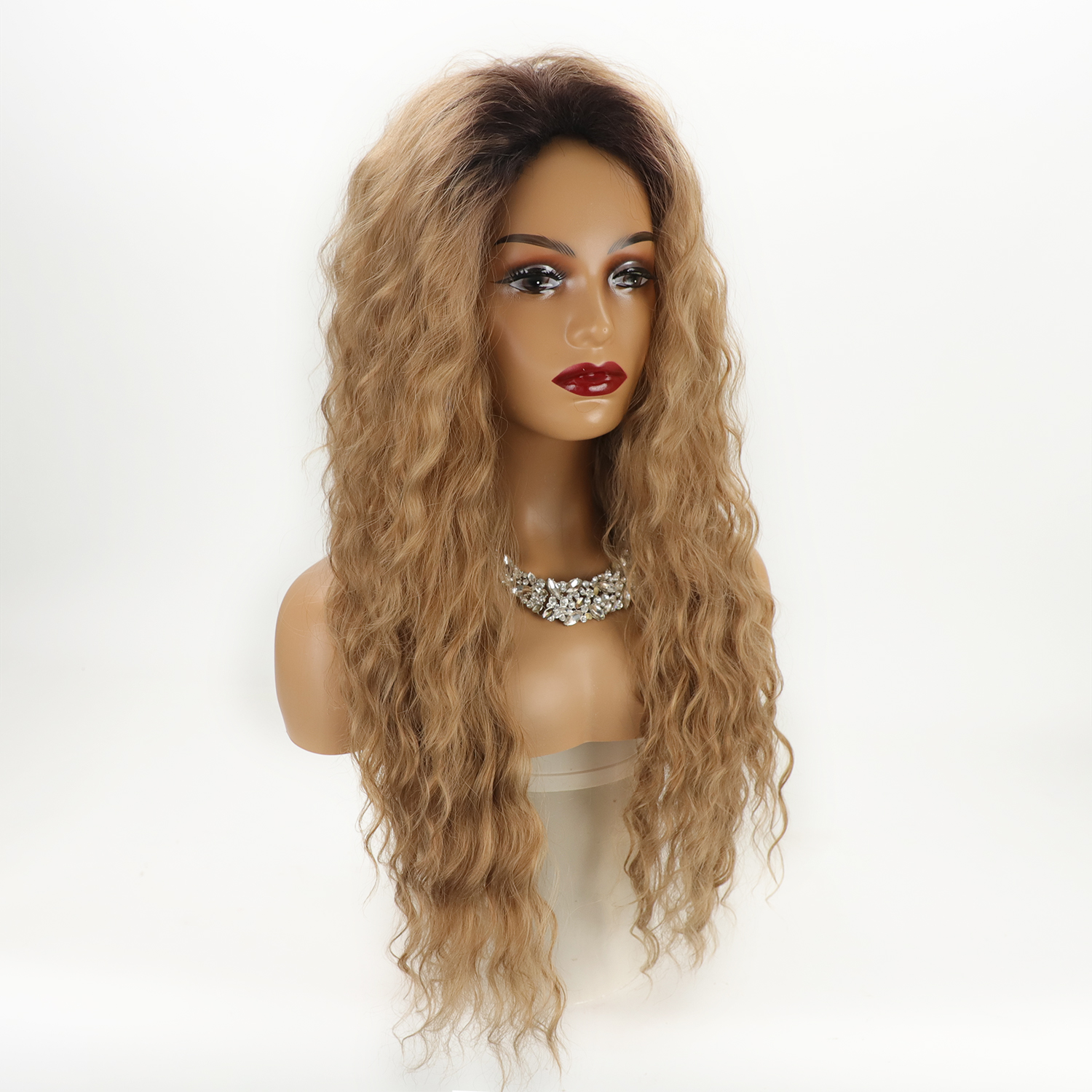 Women's Fashion Gold Party High Temperature Wire Side Points Long Curly Hair Wigs display picture 4