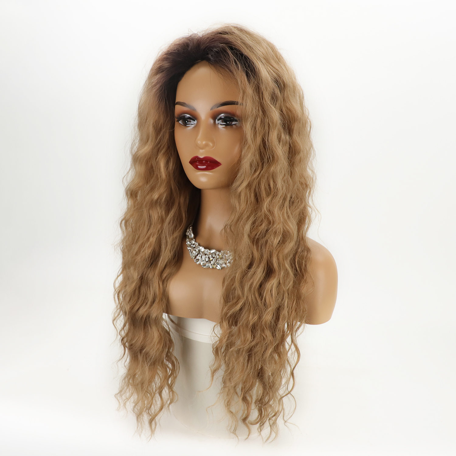 Women's Fashion Gold Party High Temperature Wire Side Points Long Curly Hair Wigs display picture 5