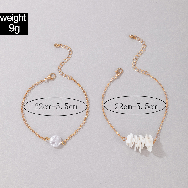 Beach Geometric Alloy Inlay Artificial Pearls Natural Stone Anklet 1 Set display picture 1
