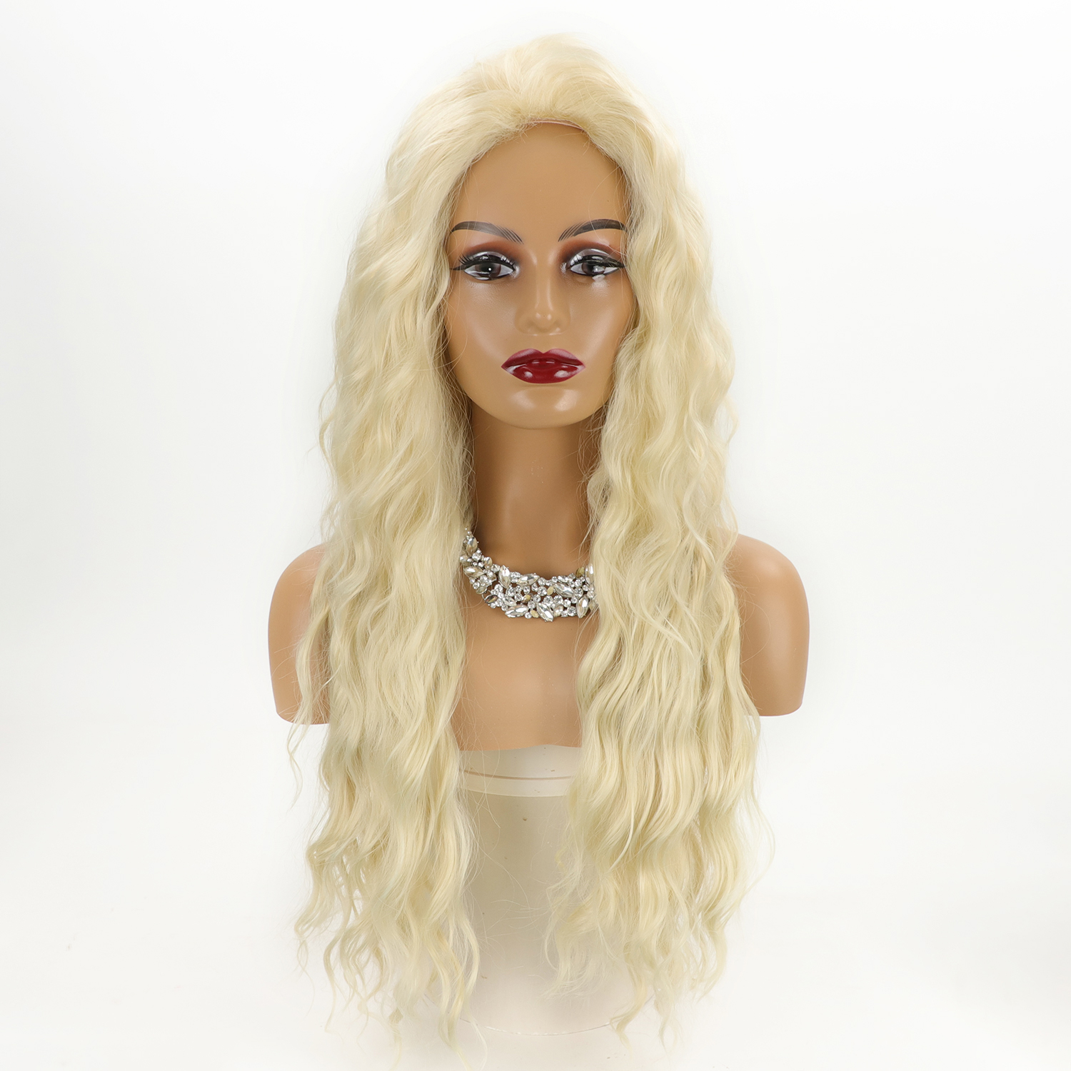 Women's Fashion Beige Party High Temperature Wire Side Points Long Curly Hair Wigs display picture 2