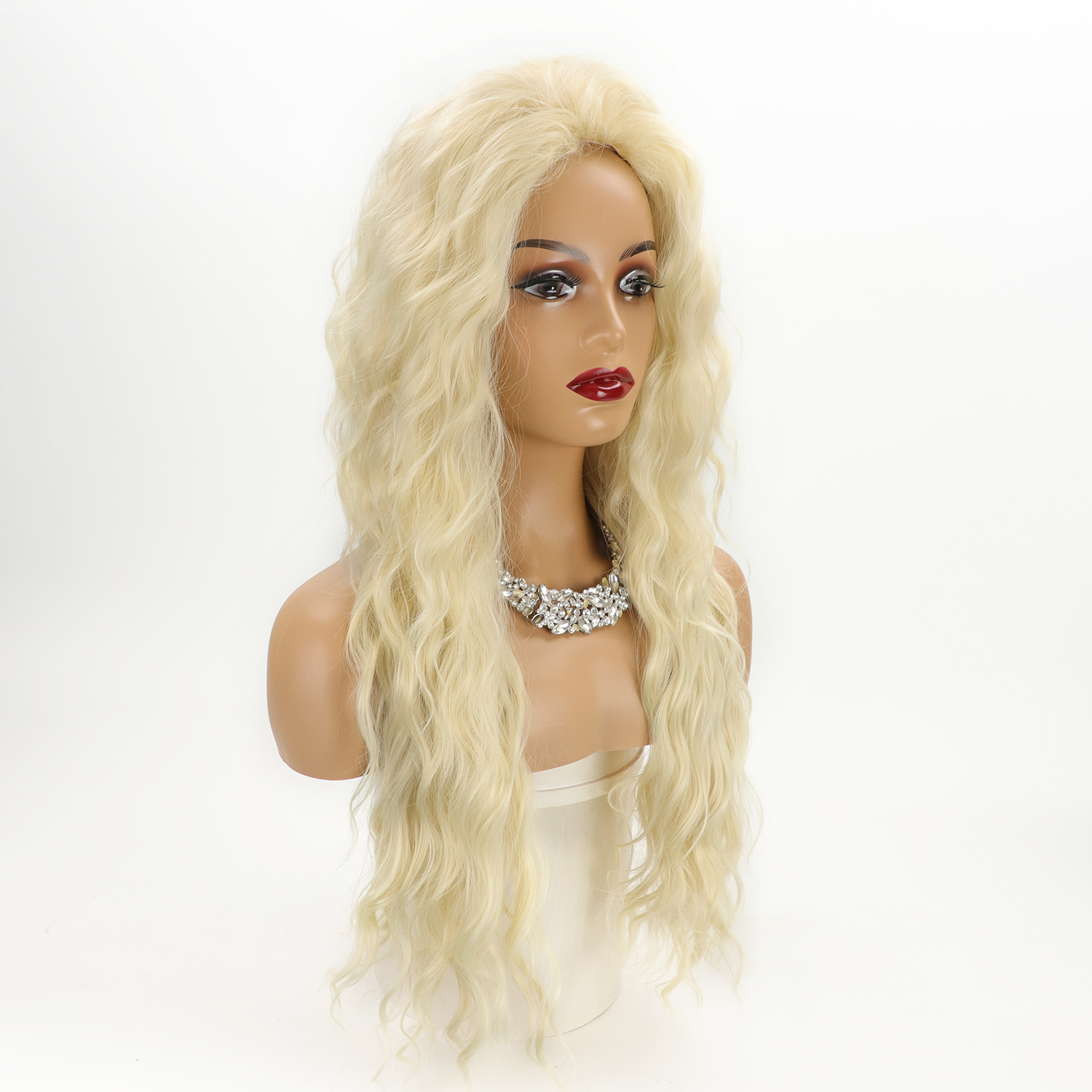 Women's Fashion Beige Party High Temperature Wire Side Points Long Curly Hair Wigs display picture 4