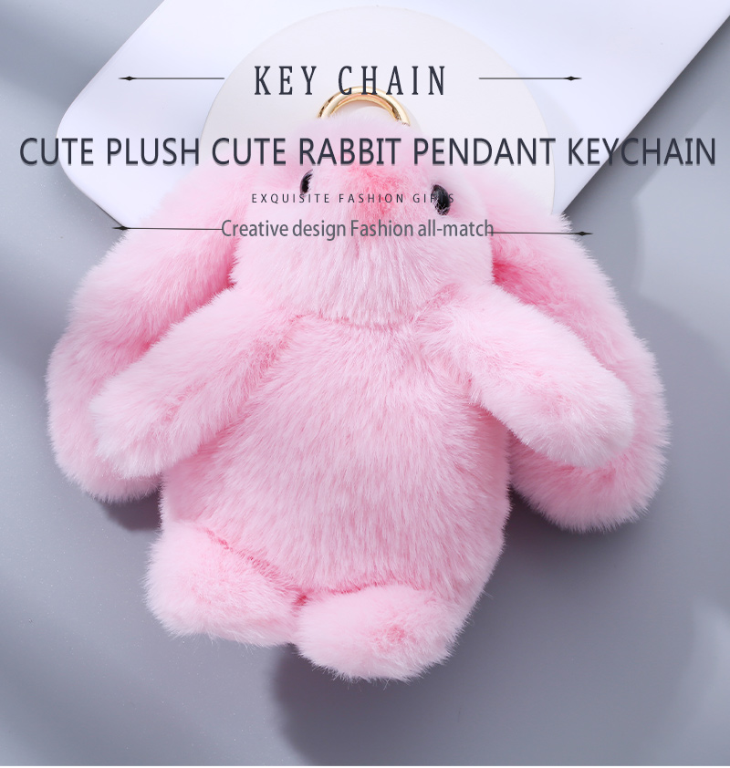 Cute Rabbit Alloy Plush Handmade Bag Pendant Keychain 1 Piece display picture 1