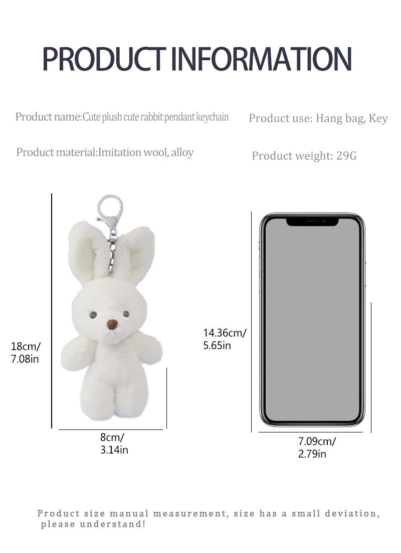 Cute Rabbit Alloy Plush Handmade Bag Pendant Keychain 1 Piece display picture 2