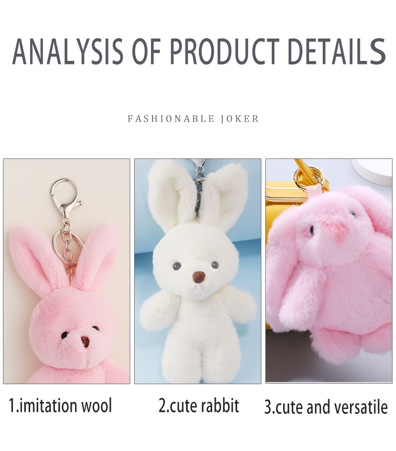Cute Rabbit Alloy Plush Handmade Bag Pendant Keychain 1 Piece display picture 3