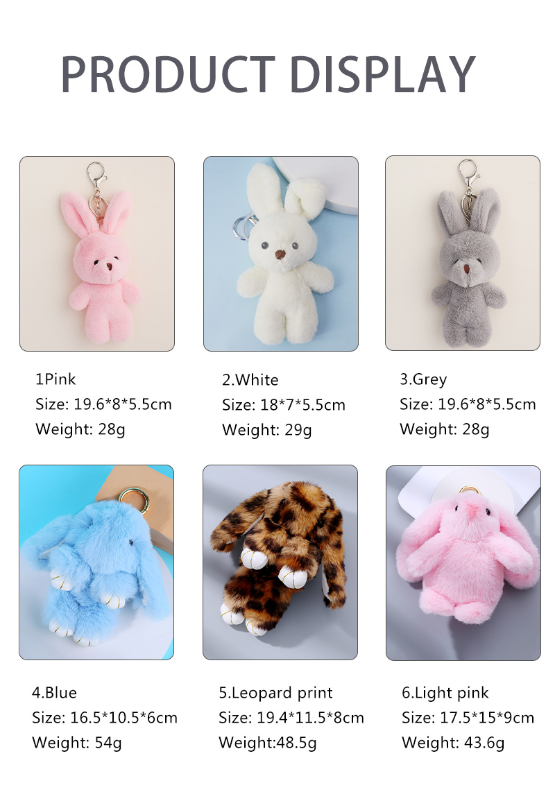 Cute Rabbit Alloy Plush Handmade Bag Pendant Keychain 1 Piece display picture 4