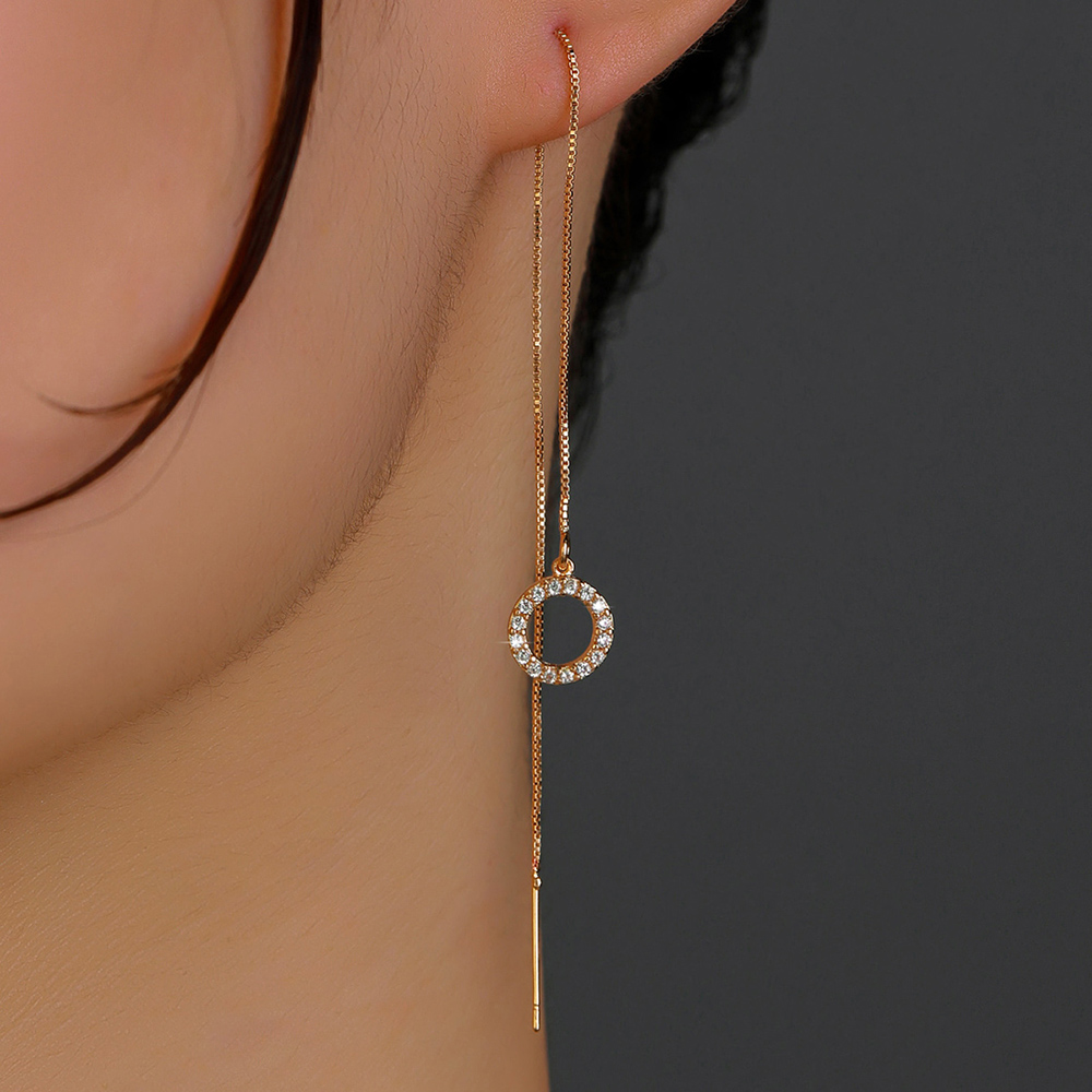 Fashion Round Star Moon Copper Earrings Tassel Zircon Copper Earrings 1 Pair display picture 3