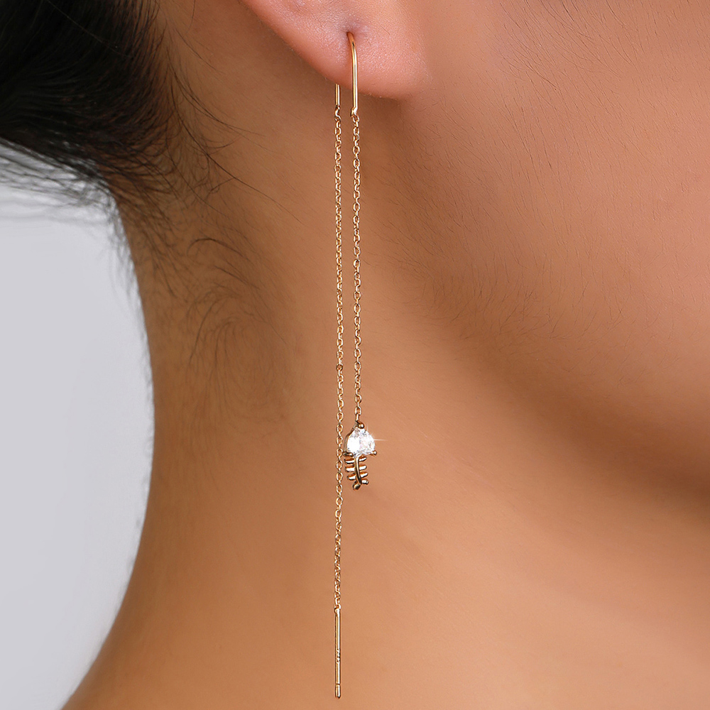 Fashion Round Star Moon Copper Earrings Tassel Zircon Copper Earrings 1 Pair display picture 5
