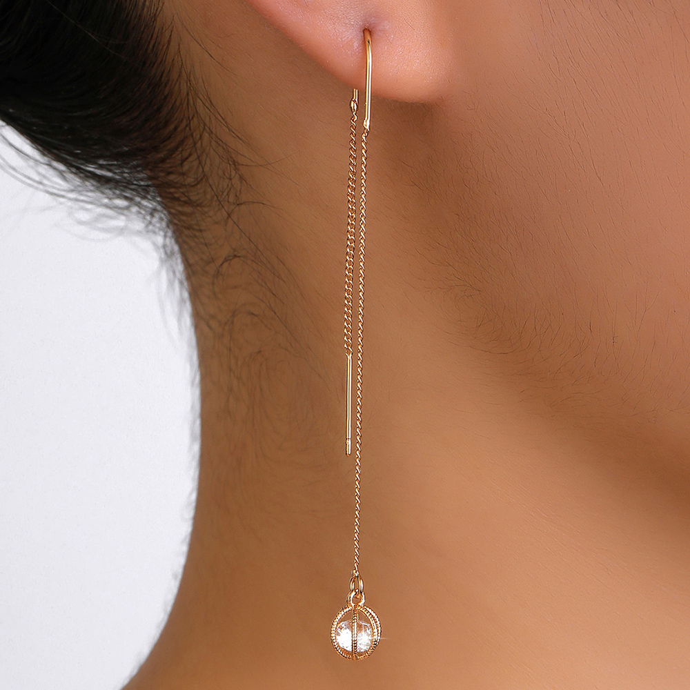 Fashion Round Star Moon Copper Earrings Tassel Zircon Copper Earrings 1 Pair display picture 9