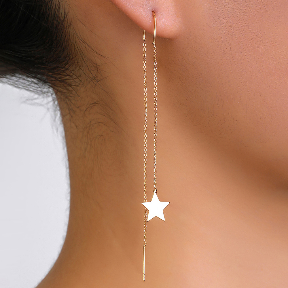 Fashion Round Star Moon Copper Earrings Tassel Zircon Copper Earrings 1 Pair display picture 15
