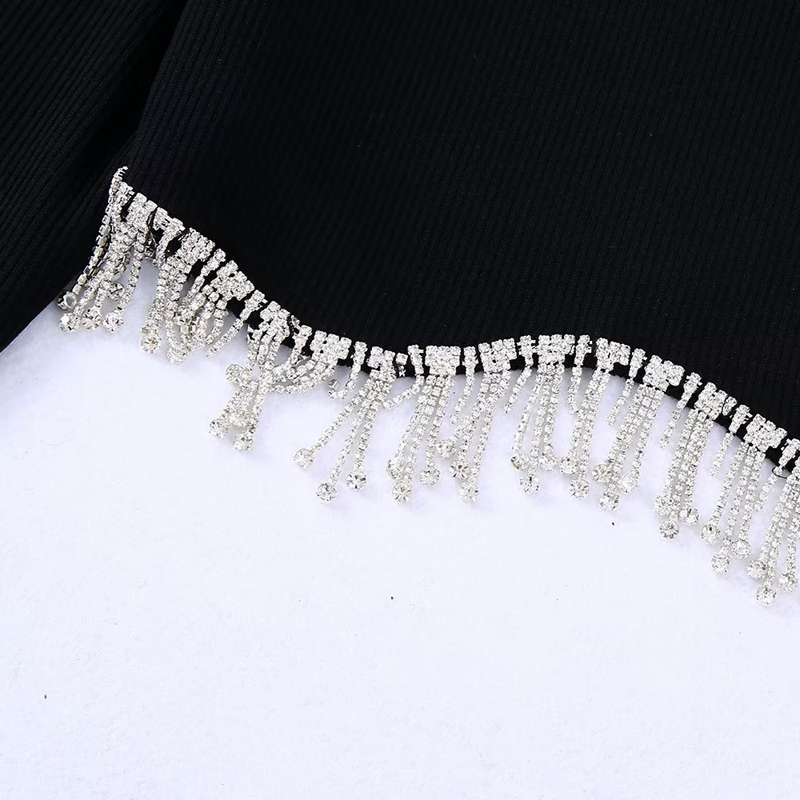 Fashion Solid Color Polyester Round Neck Long Sleeve Beaded Tassel Blouse display picture 10