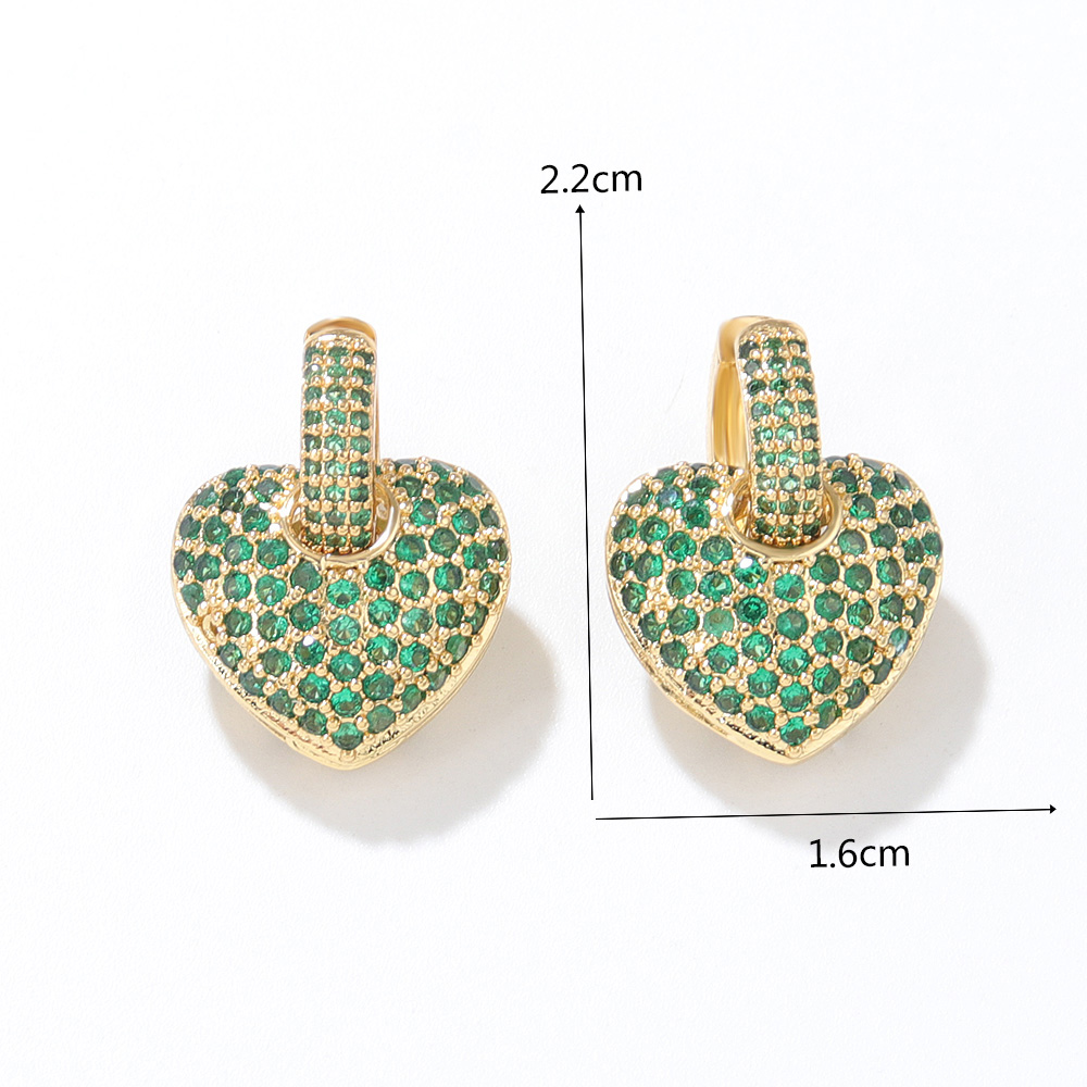 Vintage Style Heart Shape Copper Drop Earrings Plating Inlay Zircon Copper Earrings display picture 1
