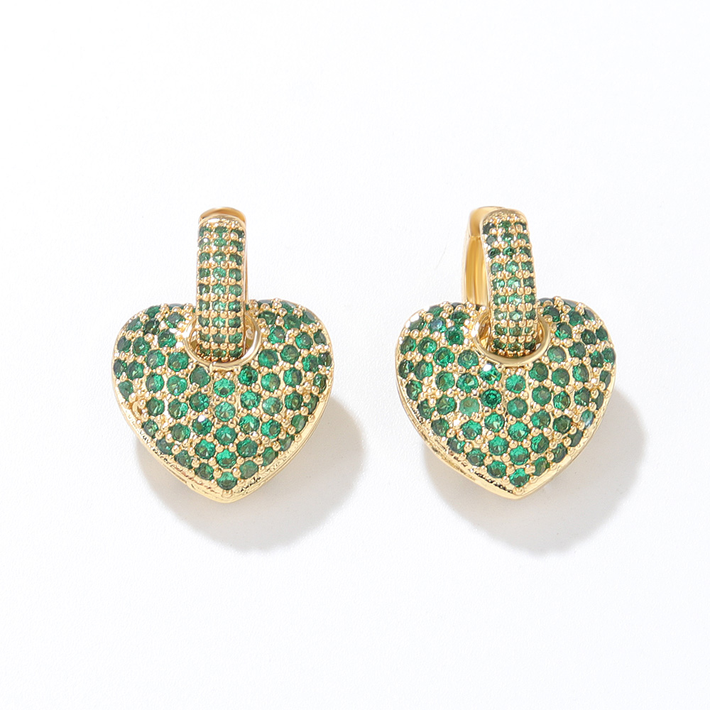 Vintage Style Heart Shape Copper Drop Earrings Plating Inlay Zircon Copper Earrings display picture 3